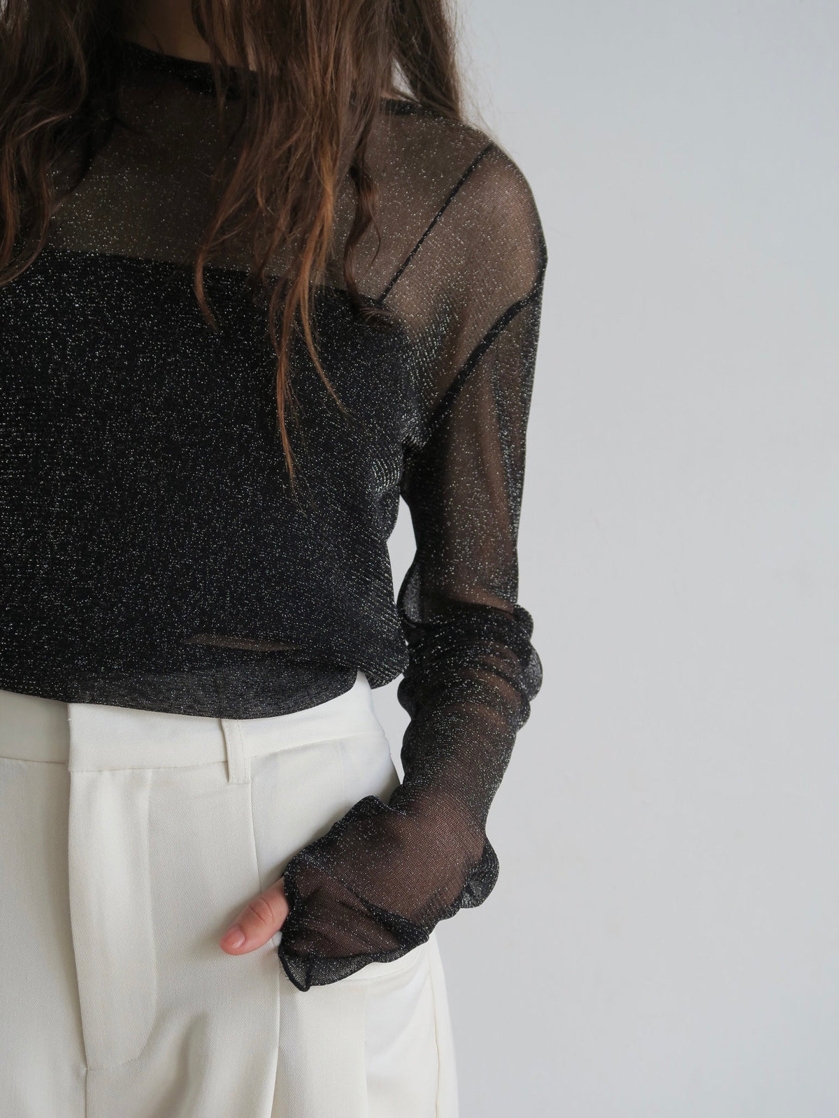 [ sample sale ] glitter sheer tops