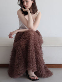 airy tulle long skirt