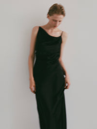 【célon】satin asymmetry drape cami dress