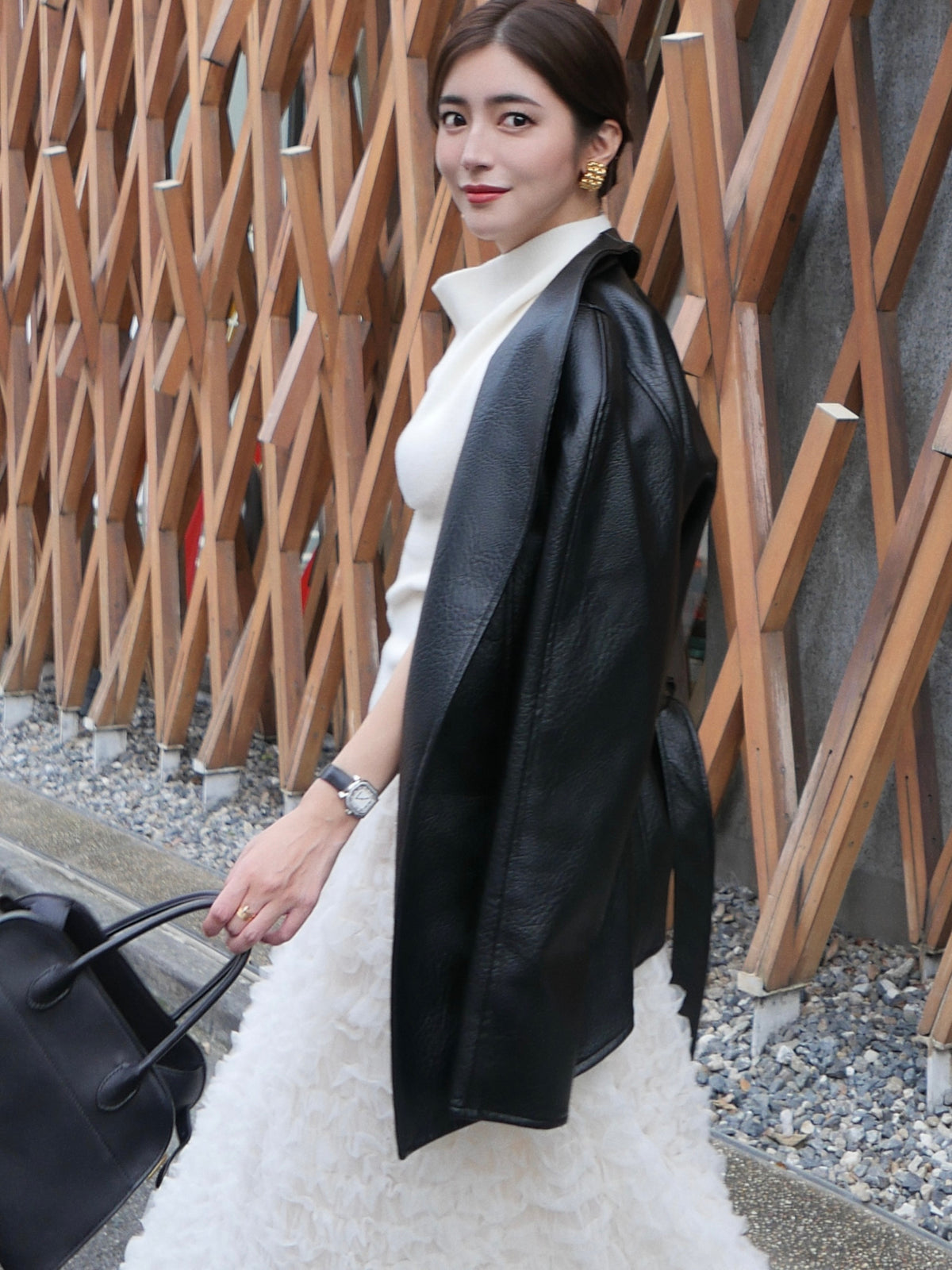 【célon】Belted Leather Jacket
