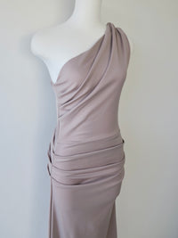one shoulder ruched dress