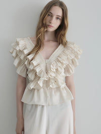 【AMOMMA】SATIN RUFFLE FRILL TOPS