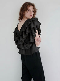 【AMOMMA】SATIN RUFFLE FRILL TOPS