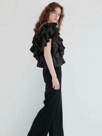 【AMOMMA】SATIN RUFFLE FRILL TOPS