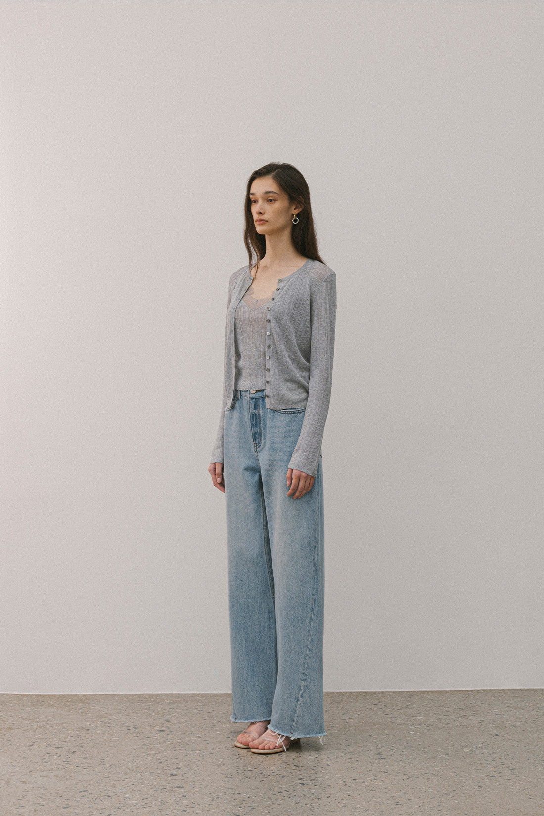 【ELBORN】Lace Wool Knit Cardigan Set-up