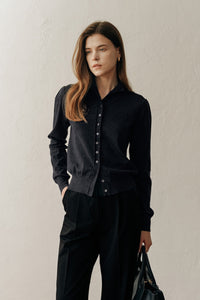 【ELBORN】Armelle High-neck Wool Cardigan