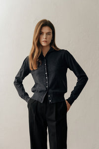 【ELBORN】Armelle High-neck Wool Cardigan