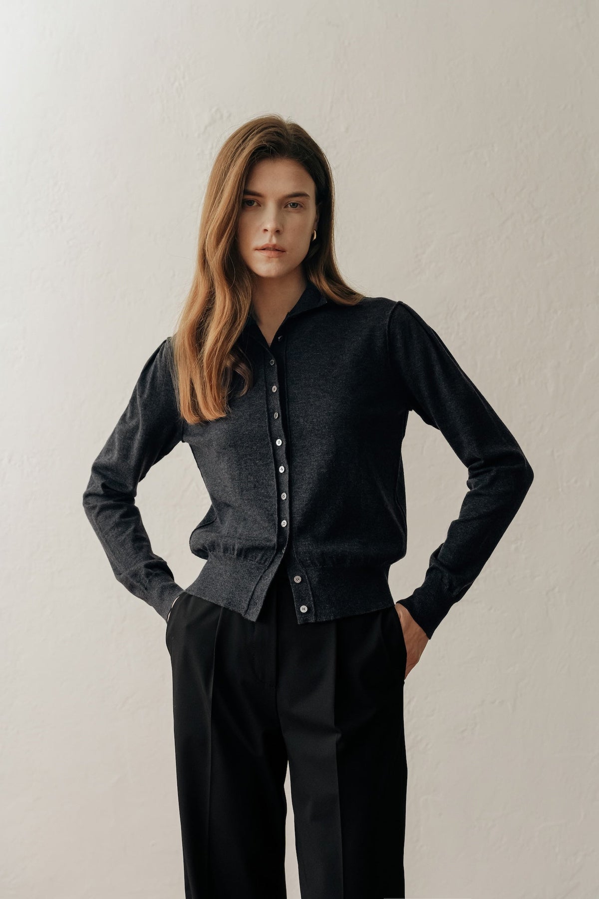 【ELBORN】Armelle High-neck Wool Cardigan