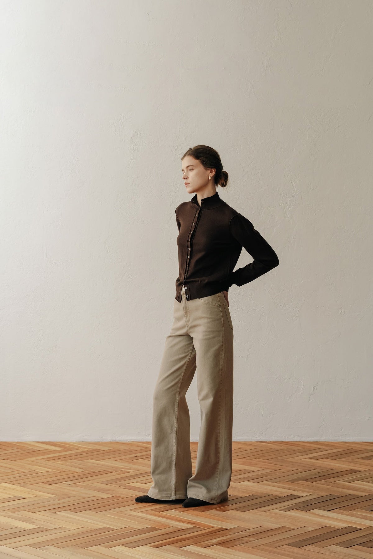 【ELBORN】Armelle High-neck Wool Cardigan