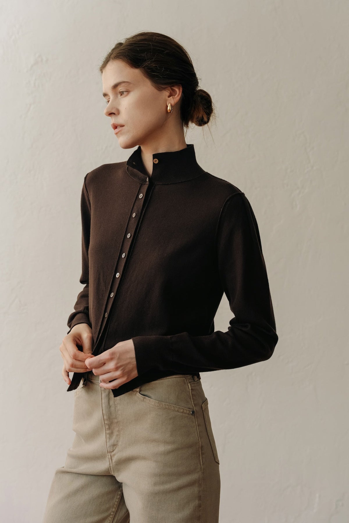 【ELBORN】Armelle High-neck Wool Cardigan