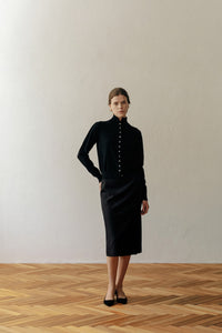 【ELBORN】Armelle High-neck Wool Cardigan