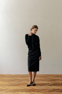 【ELBORN】Armelle High-neck Wool Cardigan