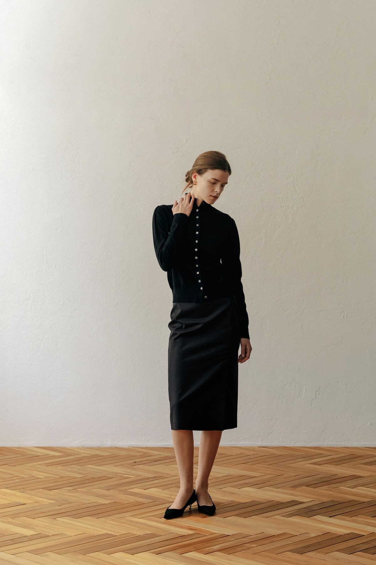 【ELBORN】Armelle High-neck Wool Cardigan