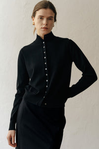 【ELBORN】Armelle High-neck Wool Cardigan