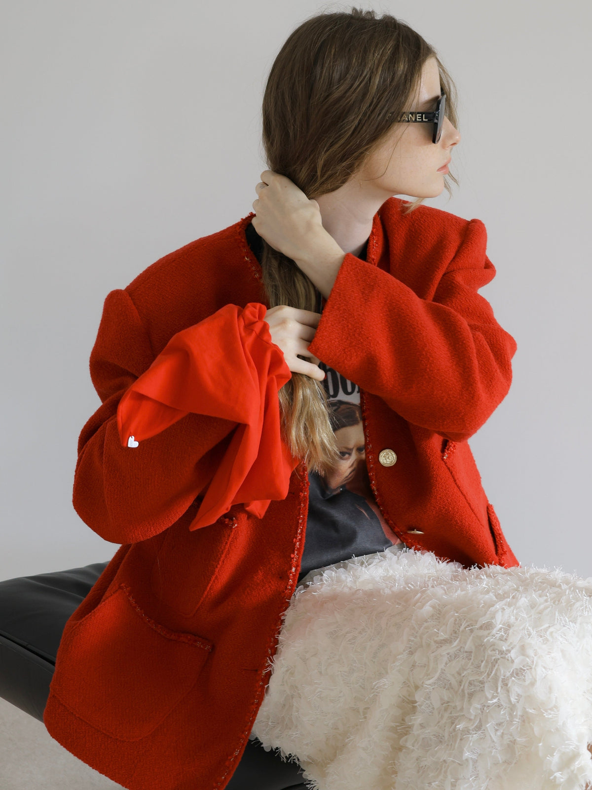 [ sample sale ] WOOL OVERSIZED TWEED JACKET
