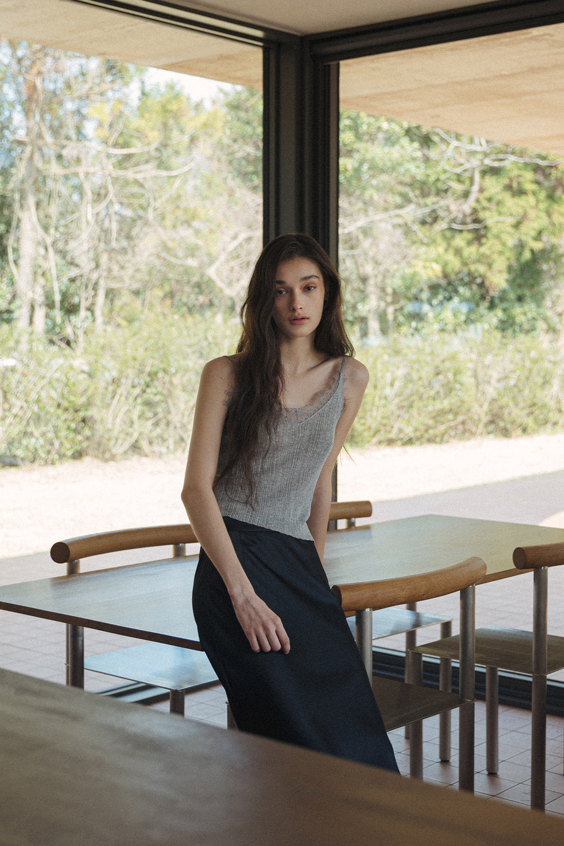 【ELBORN】Lace Wool Knit Cardigan Set-up