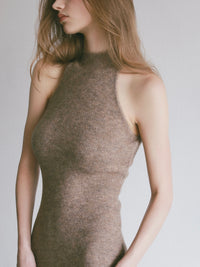 Wool Ribbed Halter Neck Knit Dress