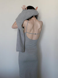 BACK OPEN RIB CAMI DRESS