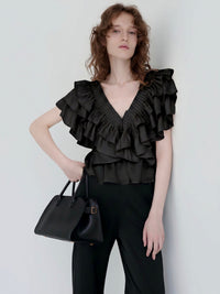 【AMOMMA】SATIN RUFFLE FRILL TOPS