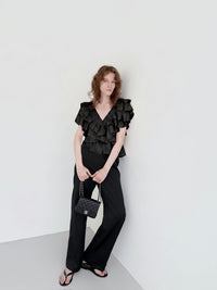 【AMOMMA】SATIN RUFFLE FRILL TOPS