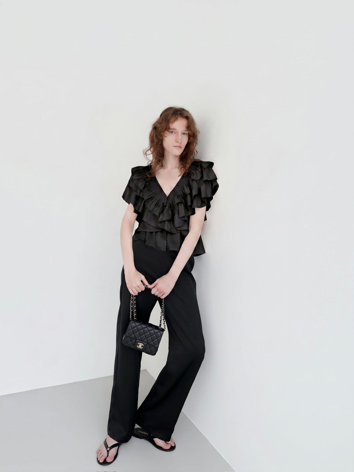 【AMOMMA】SATIN RUFFLE FRILL TOPS