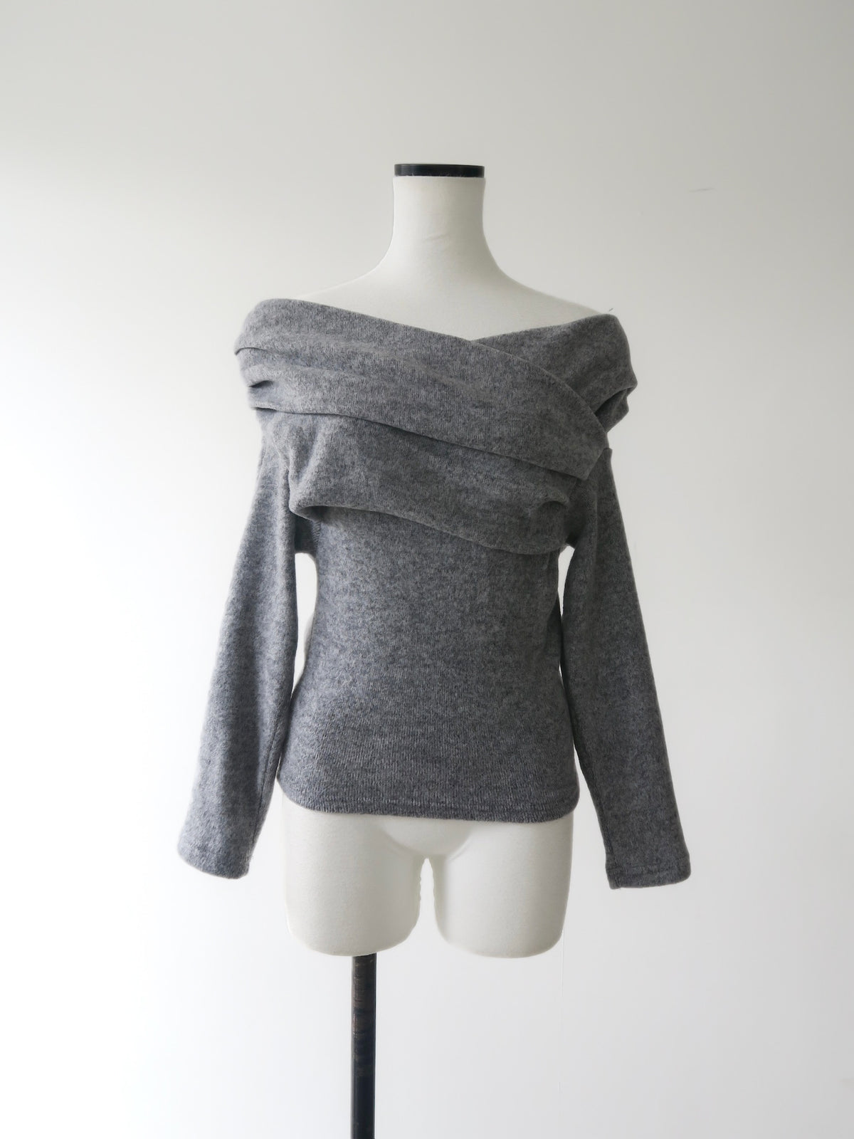 off shoulder wrap knit top