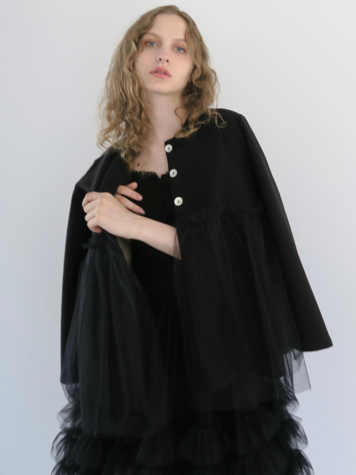 【SAMPLE SALE / swanë】tulle docking cardigan
