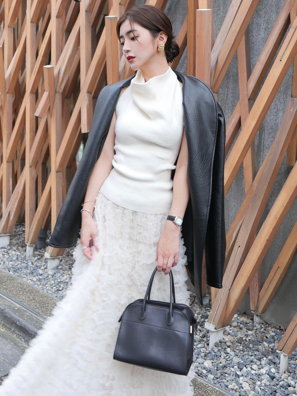 【célon】Belted Leather Jacket