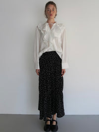 [ sample sale ] dot washer shirring skirt