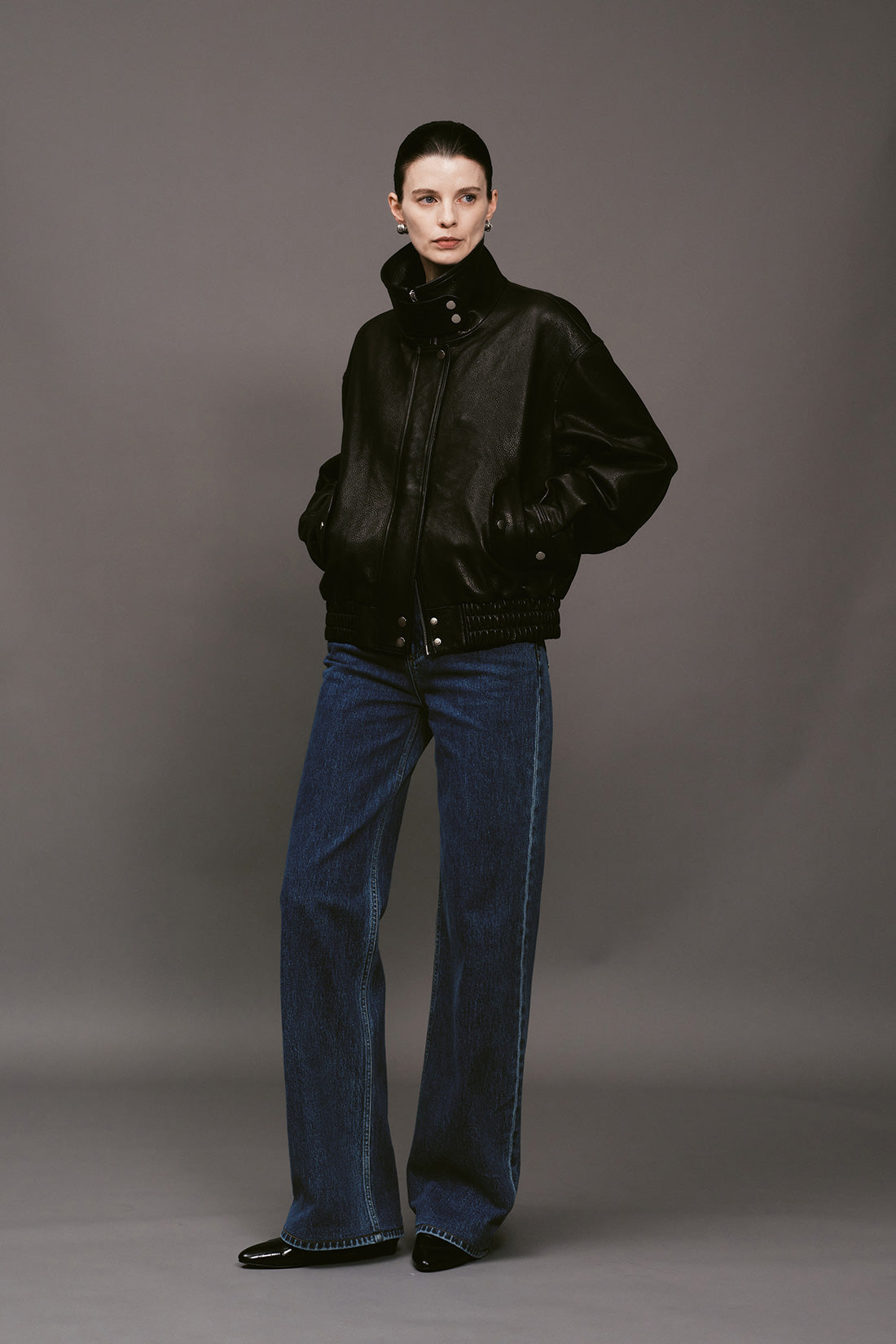 【ELBORN】Milly High-neck Leather Jacket
