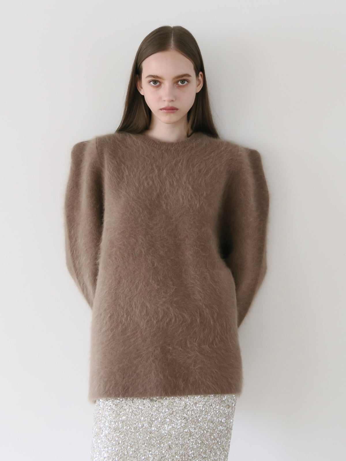 【AMOMMA】WOOL PUFF SHOULDER KNIT