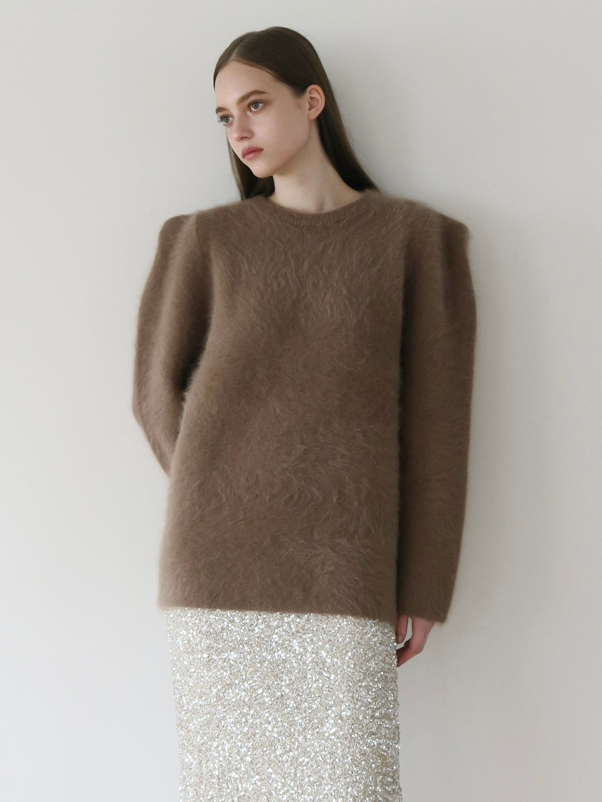 【AMOMMA】WOOL PUFF SHOULDER KNIT