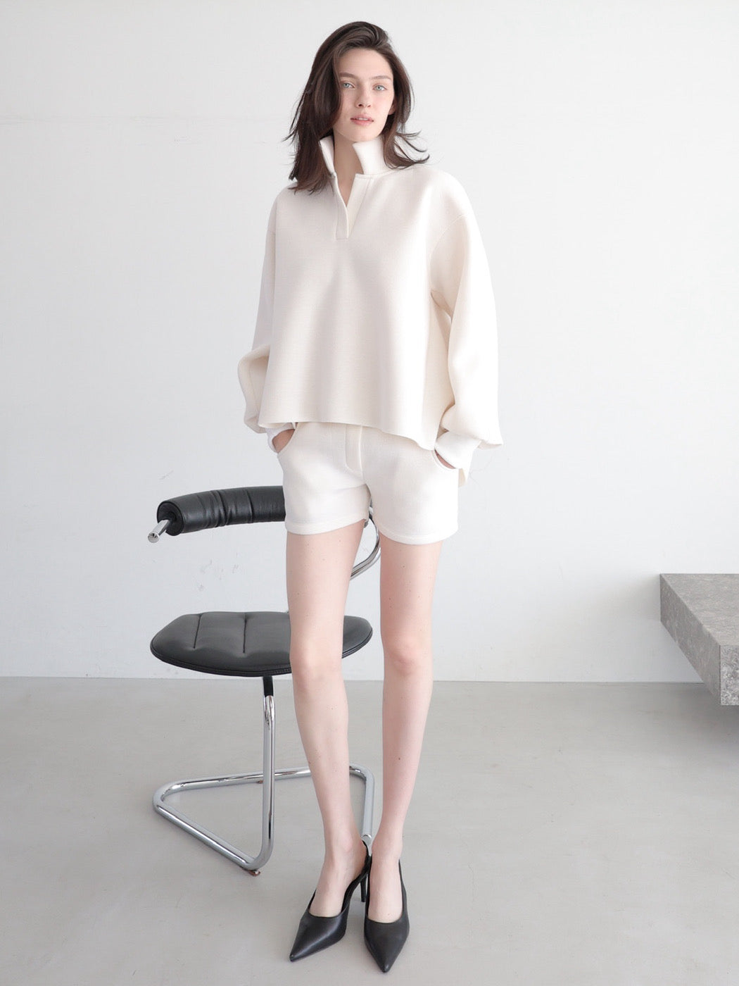 【SAMPLE SALE / célon】open neck sweat top