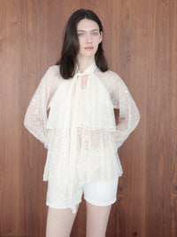 【SAMPLE SALE / célon】lace bow tiered blouse
