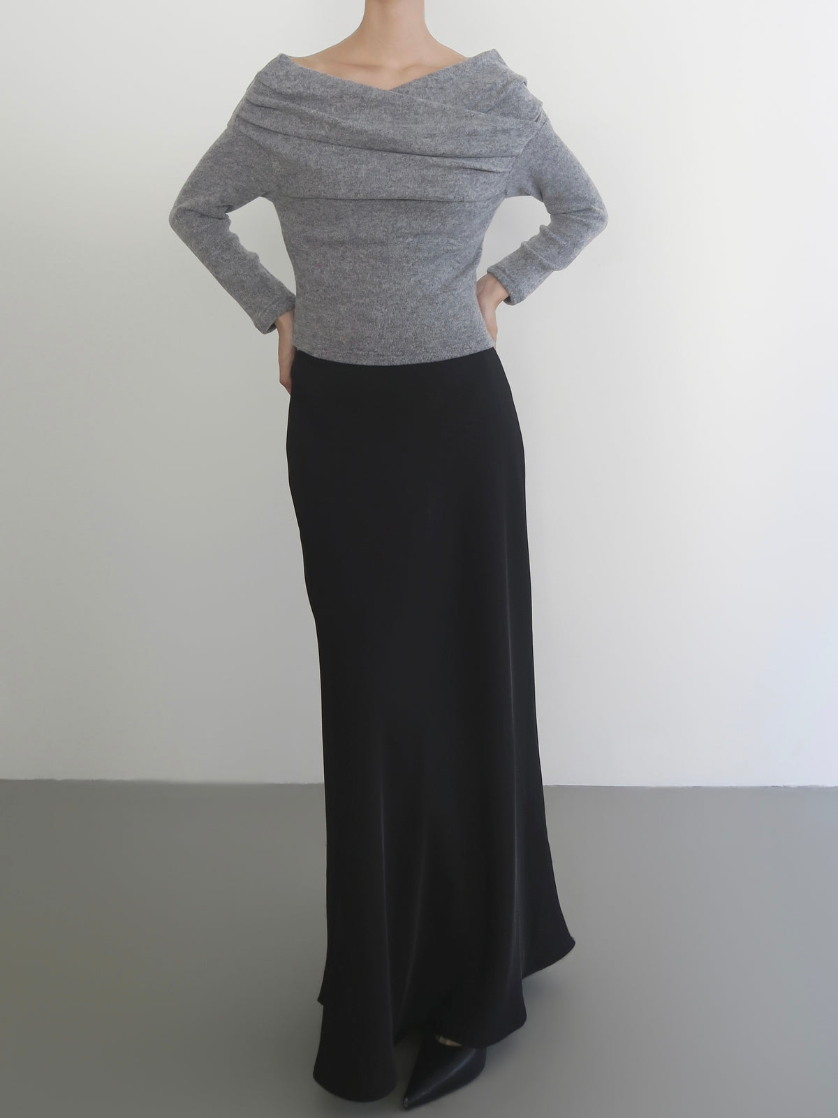 off shoulder wrap knit top