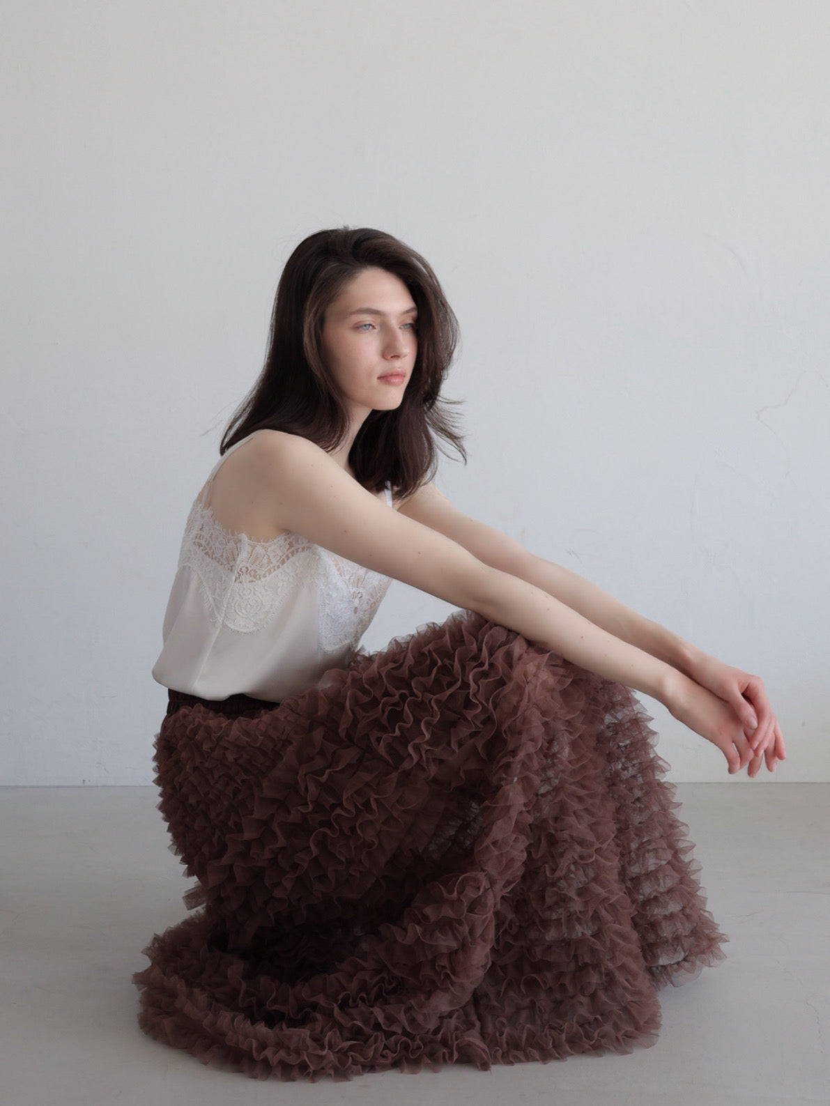 airy tulle long skirt