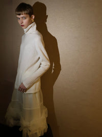 【AMOMMA】WOOL LAME RIB TURTLE KNIT