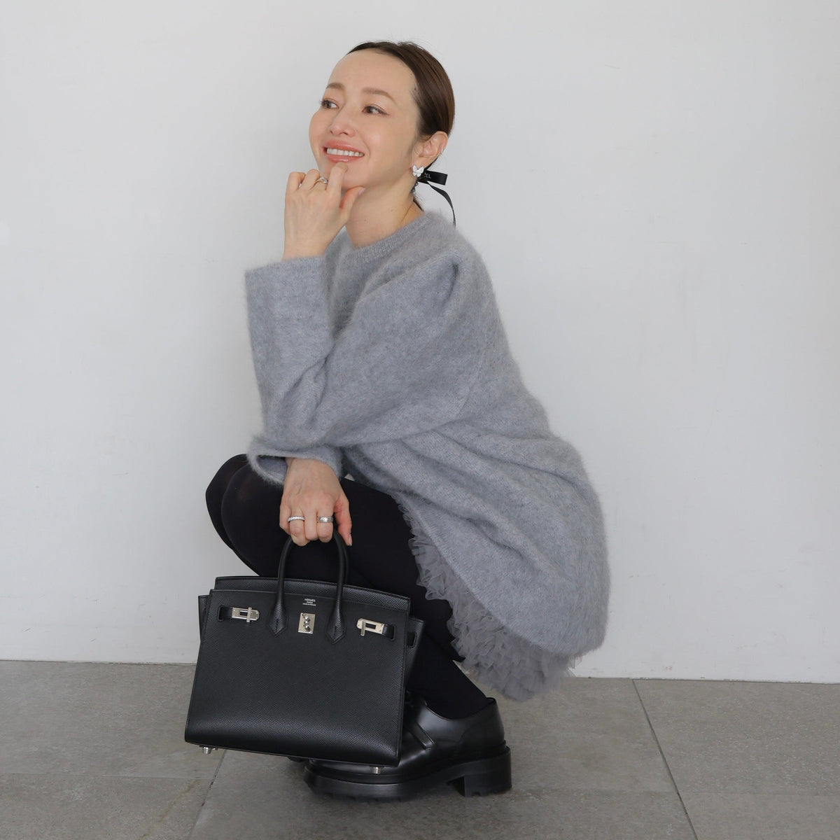 【AMOMMA】WOOL PUFF SHOULDER KNIT