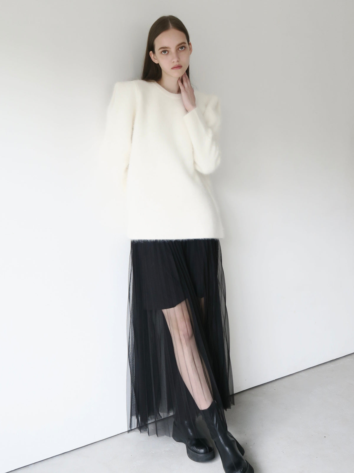 【AMOMMA】WOOL PUFF SHOULDER KNIT