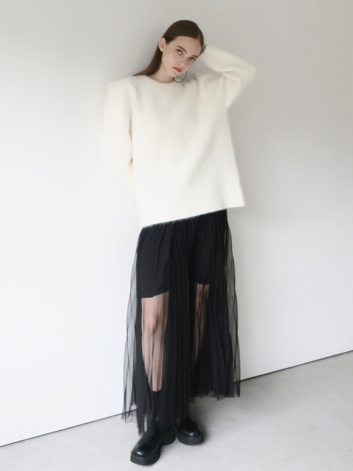 【AMOMMA】WOOL PUFF SHOULDER KNIT