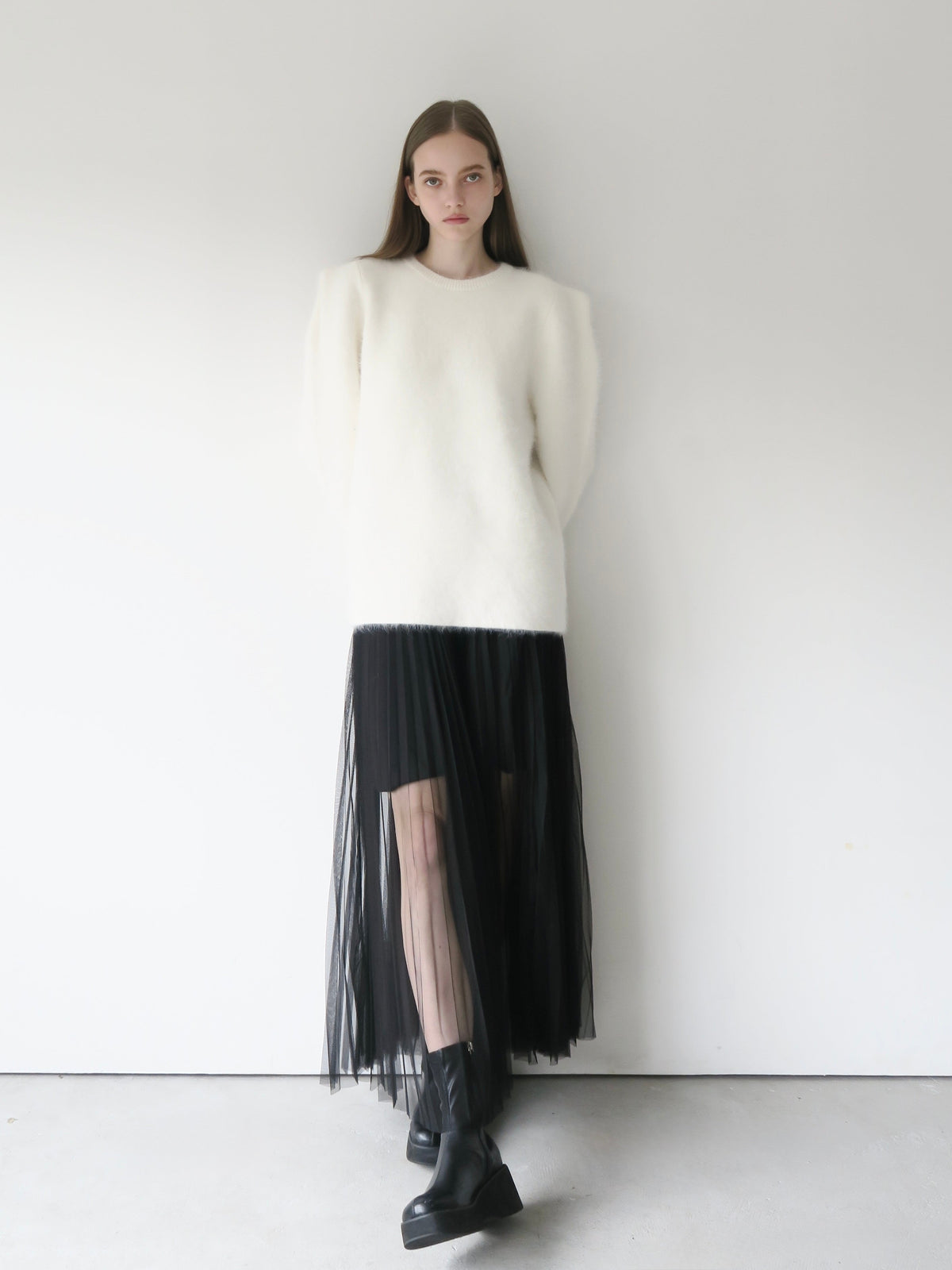 【AMOMMA】WOOL PUFF SHOULDER KNIT