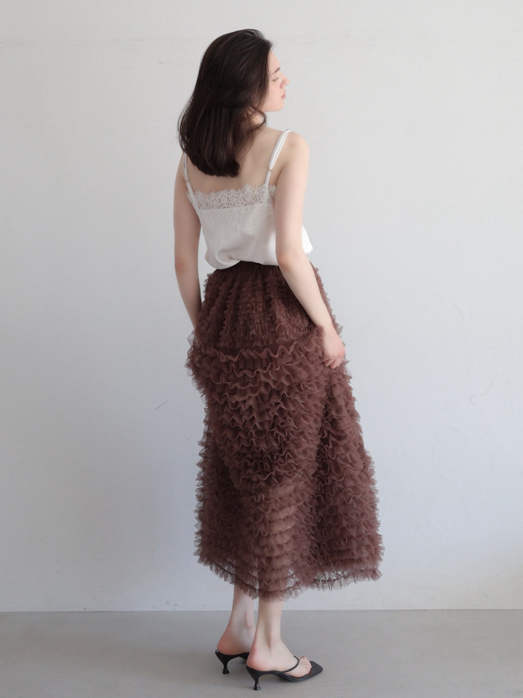 airy tulle long skirt