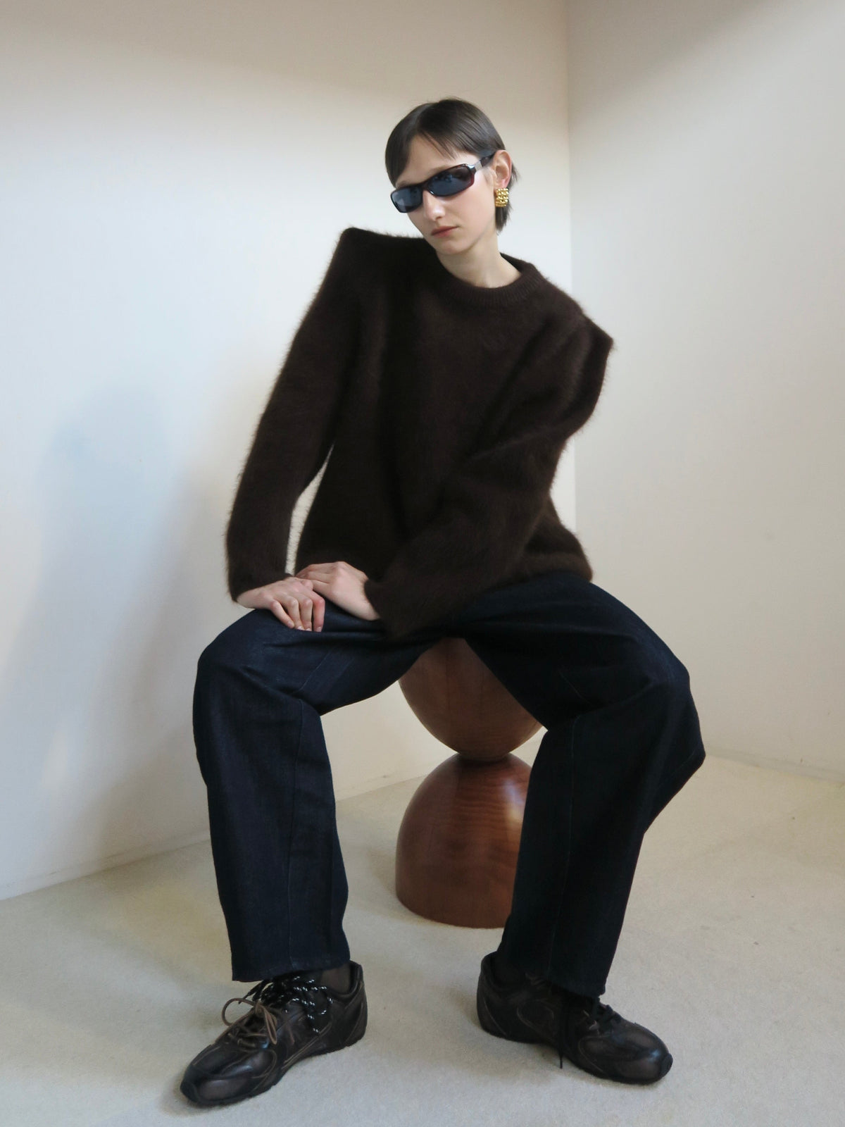 【AMOMMA】WOOL PUFF SHOULDER KNIT