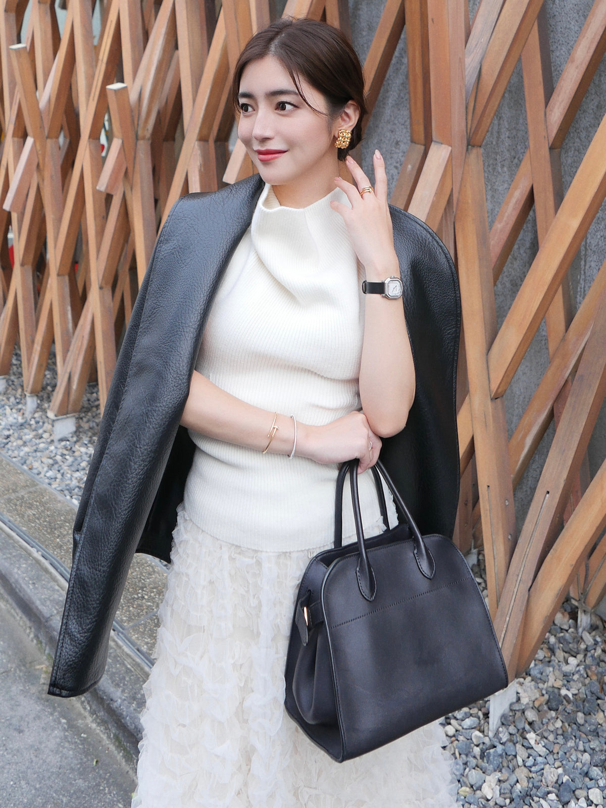 【célon】Belted Leather Jacket