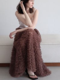 airy tulle long skirt