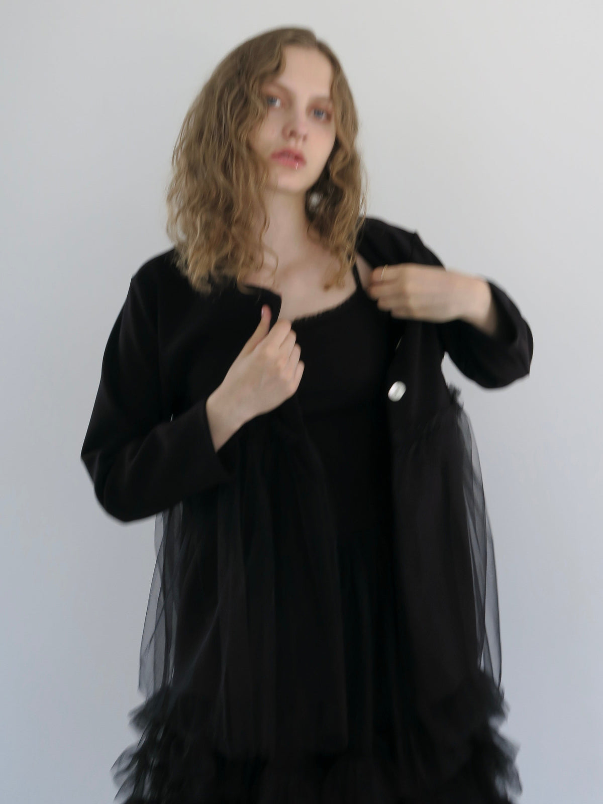 【SAMPLE SALE / swanë】tulle docking cardigan