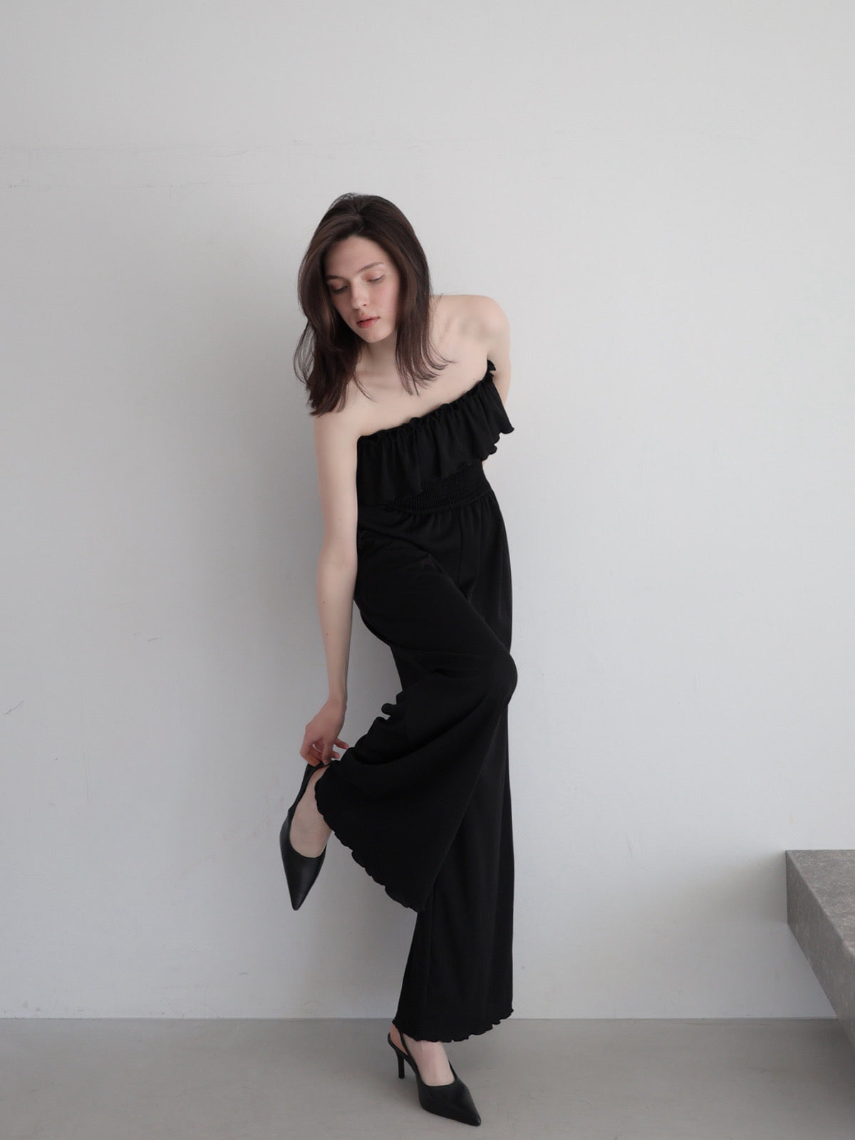 frill maxi jumpsuit