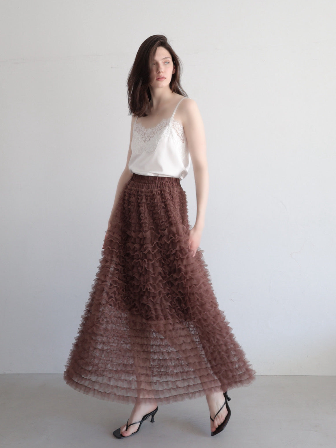 airy tulle long skirt