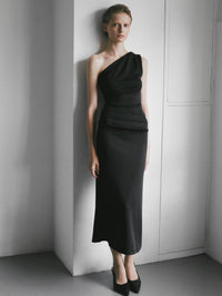 【célon】One Shoulder Ruched Dress