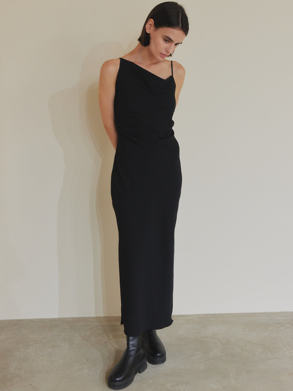 Asymmetric drape camisole dress